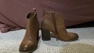 BP Tan Ankle Booties with Zipper